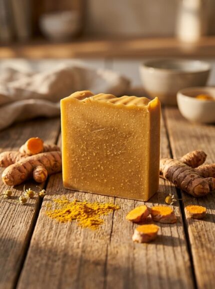 صابون زردچوبه دست‌ساز هور – از بین برنده جوش و لک های بدن 💛✨